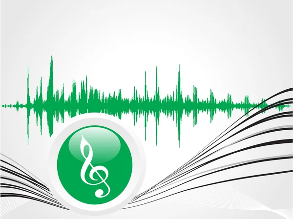 Zelené hudební ikona s vlnami — Stockový vektor