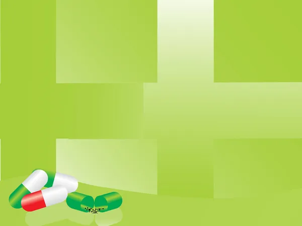 Zielone tło medyczne z kapsułki — Wektor stockowy