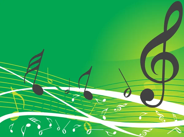 Green musical background notes — Stock Vector