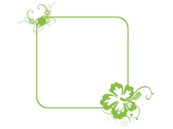 花の隅の緑のベクトルのフレーム — ストックベクタ