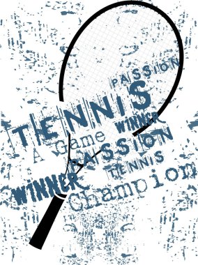 Grunge background of tenis rackets clipart