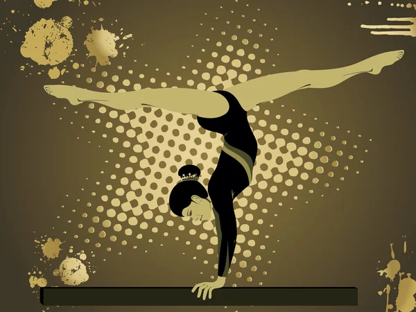 Illustrazione silhouette ginnastica — Vettoriale Stock