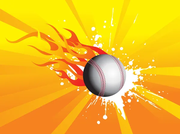 Grunge feu avec balle de cricket — Image vectorielle