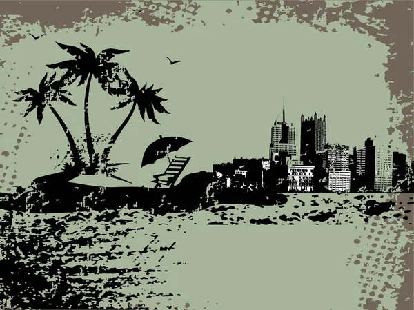 Grunge 城市绿色背景 — 图库矢量图片