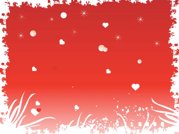 Grunge cadre avec coeur et étoiles en rouge — Image vectorielle