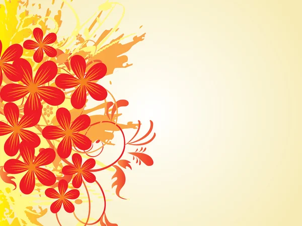 Grunge avec fleur rouge — Image vectorielle