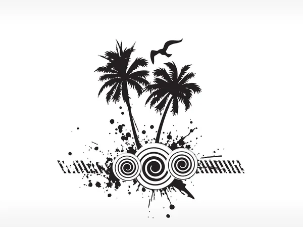 Grunge palmu na bílém pozadí — Stockový vektor