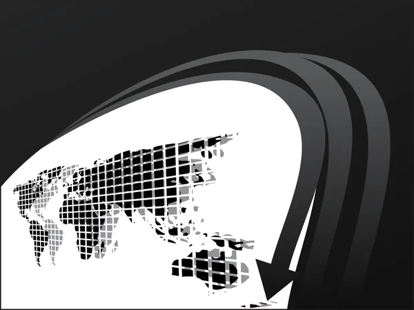 Cabeça de seta preta com mapa — Vetor de Stock