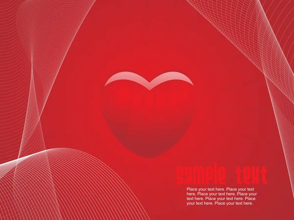 红色的心和波图 — 图库矢量图片