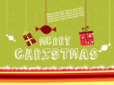 Background with hanging xmas object clipart