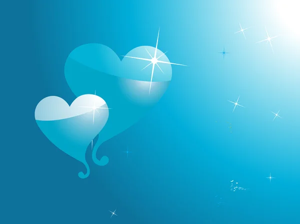 Valentines heart with shining stars — Wektor stockowy