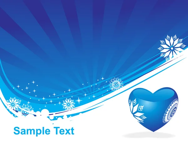 Valentines coeur et flocons de neige sur bleu — Image vectorielle