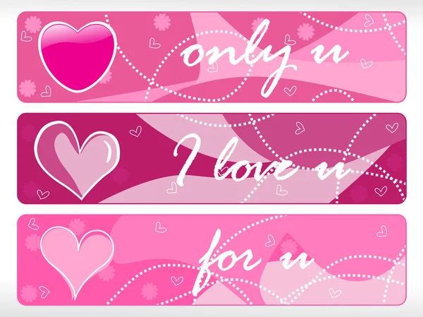 Conjunto de banner de forma de corazón rosa — Vector de stock