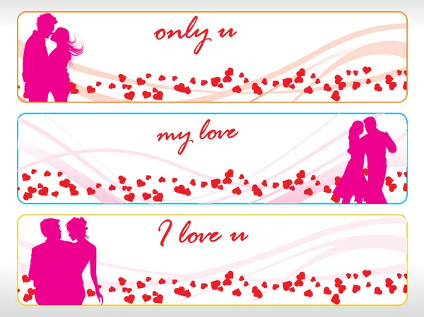 Set de tres banners de San Valentín — Vector de stock