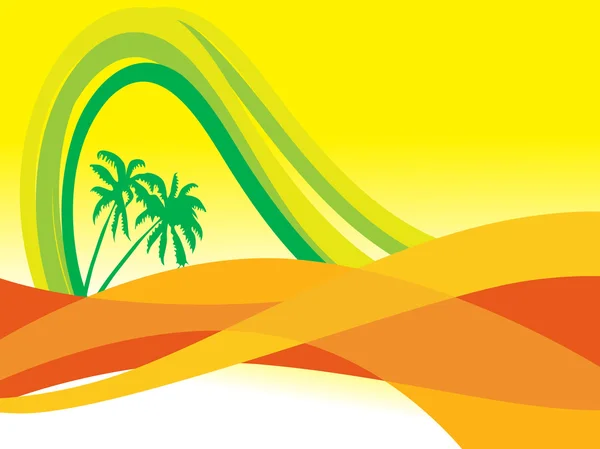 Behang, golven en palm tree — Stockvector