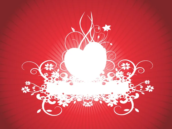 Coeur rétro avec élément floral — Image vectorielle