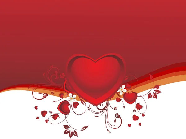 Corazón rojo decorado con fondo — Vector de stock