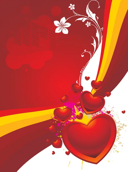 Arrière-plan avec coeur grognant, floral — Image vectorielle