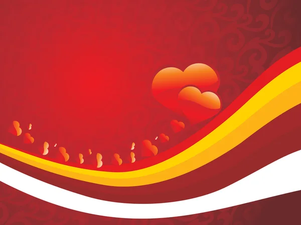 Rayures rouges fond avec coeur — Image vectorielle