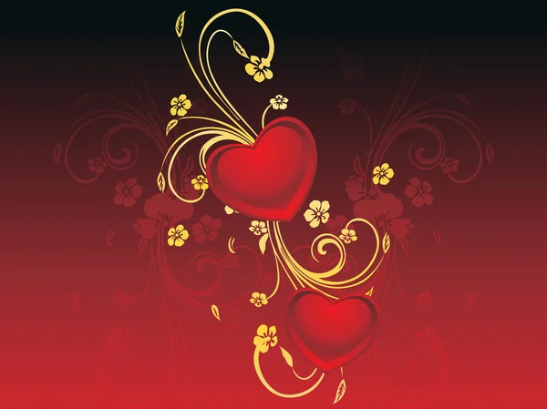 Corazón rojo decorado con fondo — Vector de stock