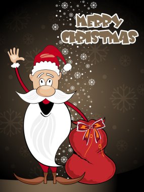 Background with santa holding gift bag clipart