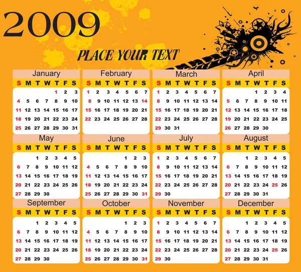 Wallpaper, year 2009 calendar — Stock Vector