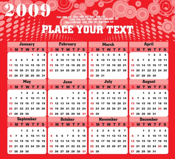 Обои, календарь 2009 года — стоковый вектор