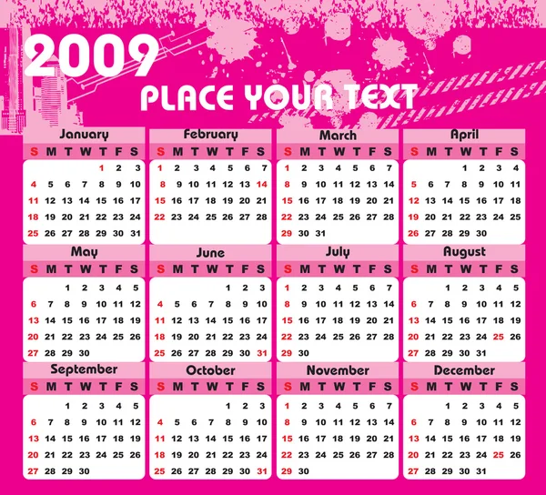Tapeter, år 2009 kalender — Stock vektor