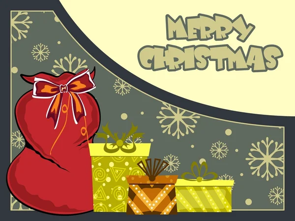 Hintergrund mit Weihnachtsmann-Geschenktasche — Stockvektor