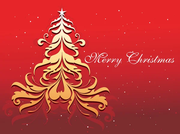 赤い背景のクリスマスツリー — ストックベクタ