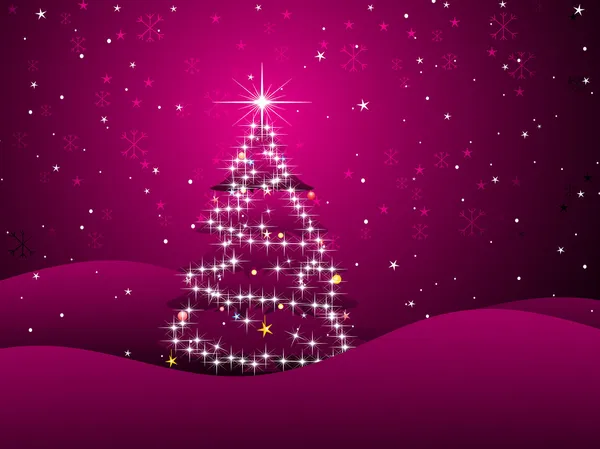 Fondo magenta con árbol de Navidad — Vector de stock
