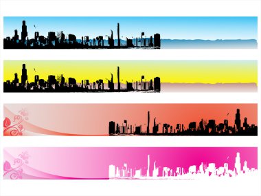 Web 2.0 style grunge city banner clipart