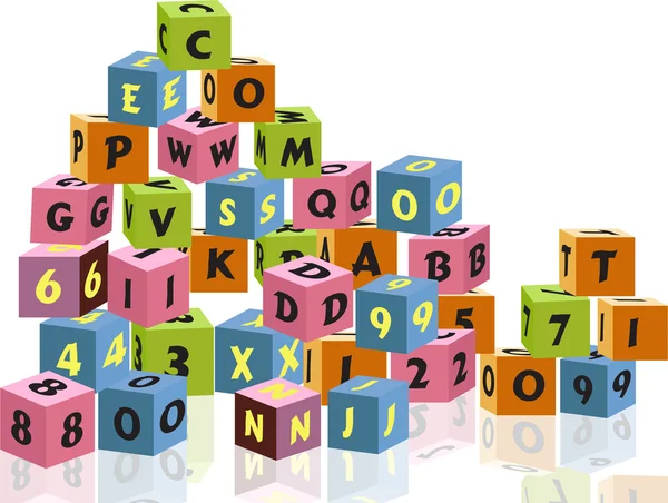 Блоки с буквами и цифрами — стоковый вектор