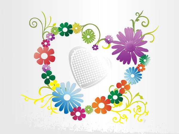Arrière-plan avec coeur floral — Image vectorielle