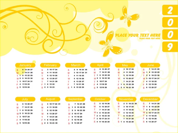 Kalender für 2009 mit floralen — Stockvektor