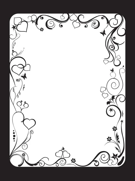 Frame with floral and hearts — Stock Vector
