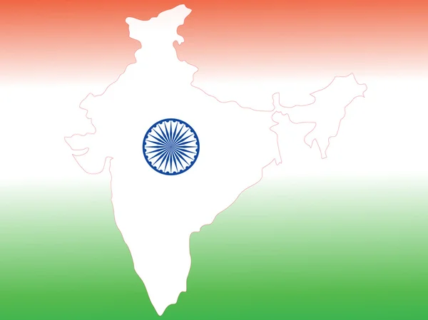 Λευκό ινδική χάρτη και ashok τροχό — Διανυσματικό Αρχείο