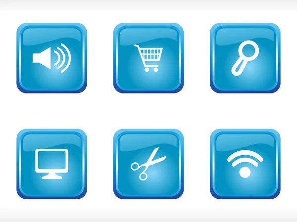 Set di icone blu stile Web 2.0, vettoriale — Vettoriale Stock