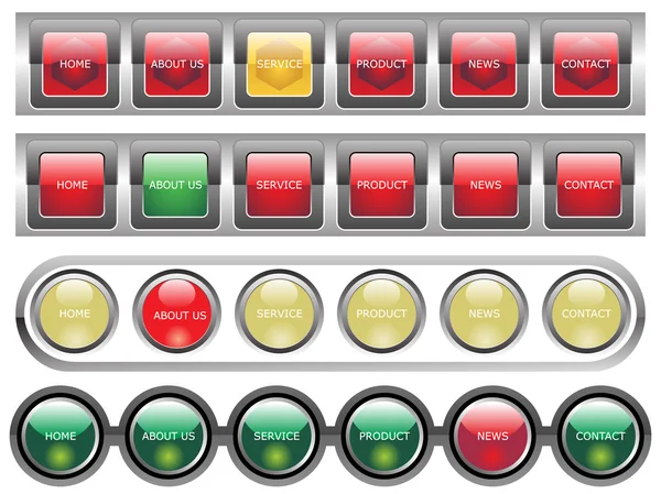 Web 2.0 スタイルのメニュー ボタン — ストックベクタ