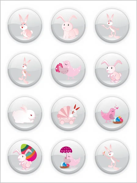 Arrière-plan avec ensemble d'icônes de Pâques — Image vectorielle