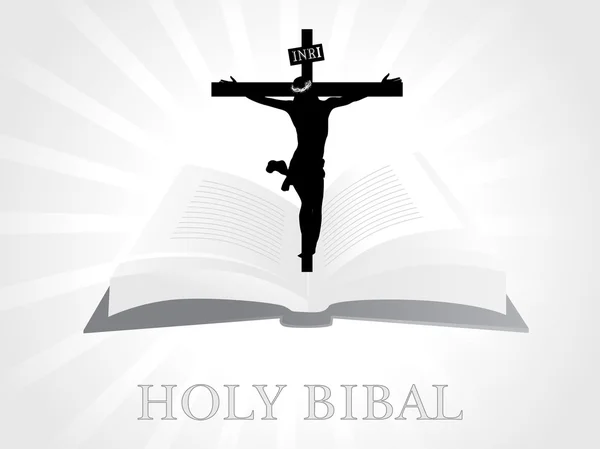 Фон с библией в Иисусе на кресте — стоковый вектор
