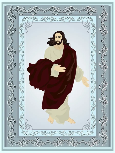 Versierd frame met Jezus Christus — Stockvector