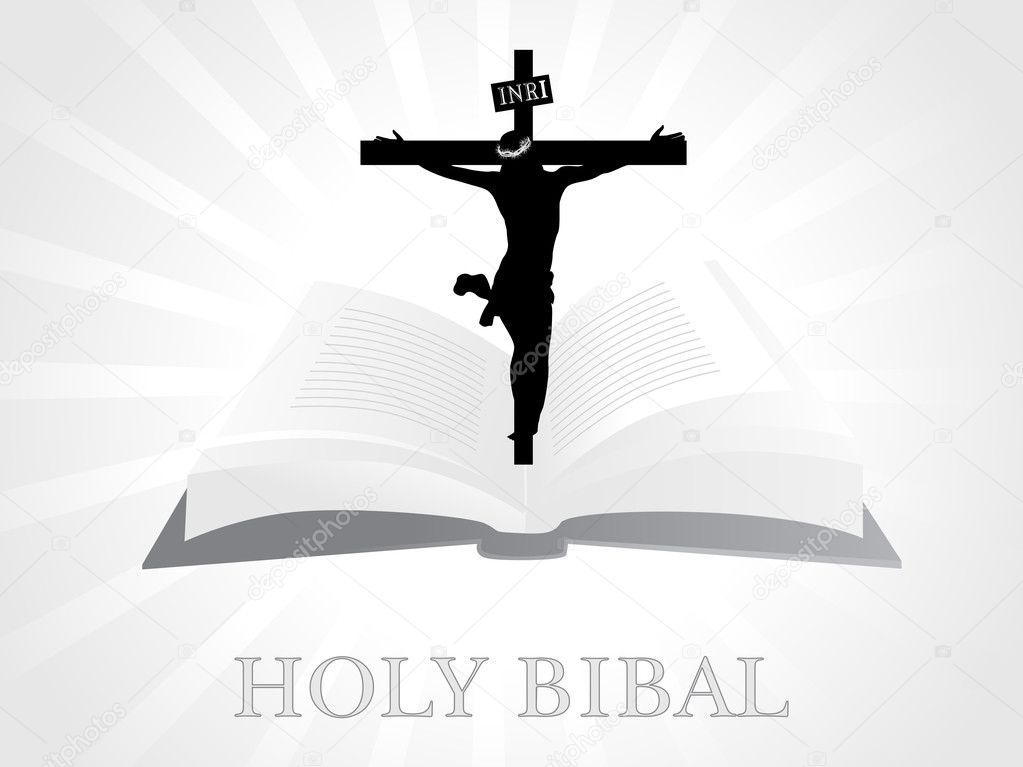 Background with bible in jesus on cross