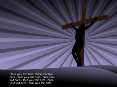 Rays background with jesus in cross clipart