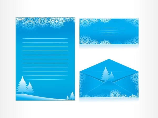 Fond avec papier à en-tête de Noël, enveloppe — Image vectorielle