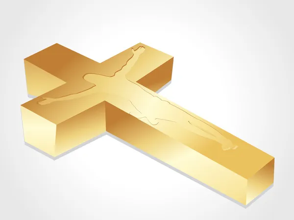 Απομονωμένη χρυσή Σταυρός με τον Ιησού Χριστό — Διανυσματικό Αρχείο