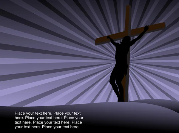Rayons de fond avec Jésus en croix — Image vectorielle