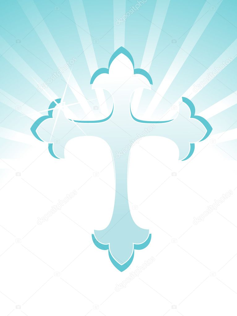 Rays background with isolated cross