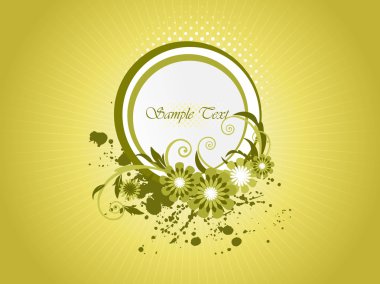Grunge background with floral frame clipart