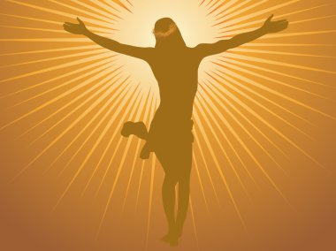 Rays background with jesus silhouette clipart